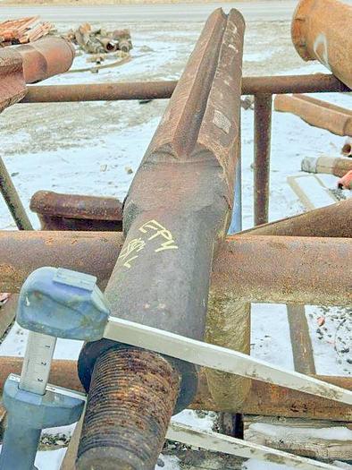 Used Regular Pattern Cable Tool Drill Bit, 7-3/4" diameter x 89" length, 2-3/4" x 3-3/4" pin thread.