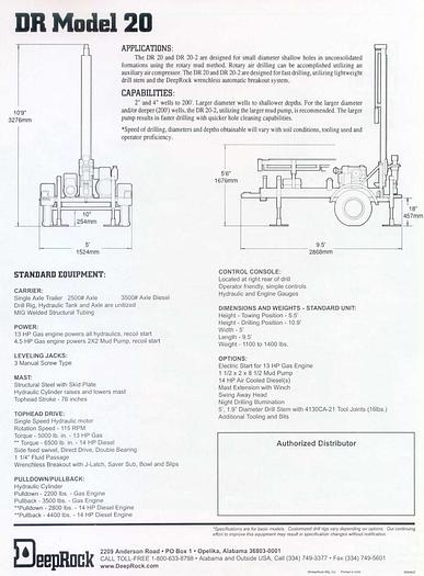 Used Deep Rock  Dr 200 Drill Rig
