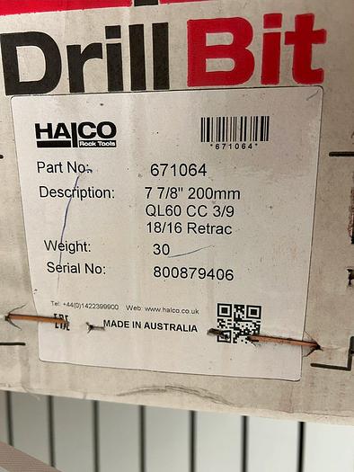 Used Halco 7-7/8” QL60 Hammer Bit