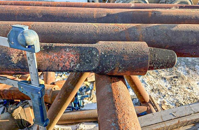 Used Gill Rock Drill Stem For 6-1/2" Or Larger Diameter Bit, 16 Ft. 4 In. Length, 2-1/4" X 3-1/4" Pin To 2-3/4" X 3-3/4" Box Cable Tool Joints.