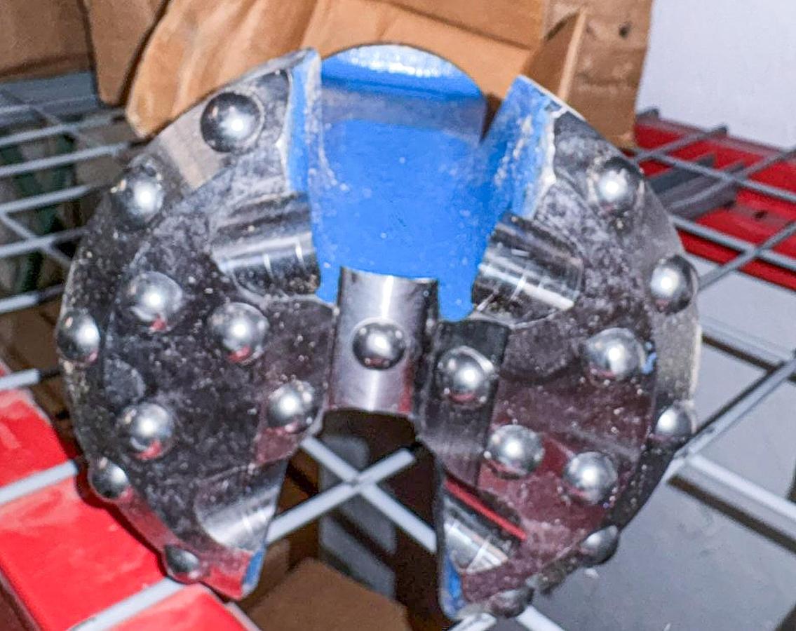 Used Trident 6-1/8" Drop Center Carbide Button Cable Tool Drill Bit, 2-1/4" X 3-1/4" Pin Thread