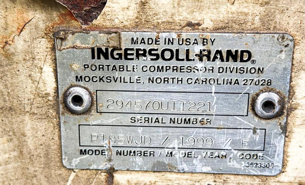 Used 1999 Ingersoll-Rand P185WJD Mobile Air Compressor