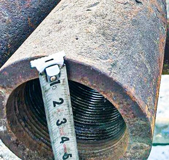 Used Drill Stem for 8" or larger diameter bit, 17 ft. 2 in. length, 2-3/4" x 3-3/4" pin to 4" x 5-1/2" box cable tool joints.