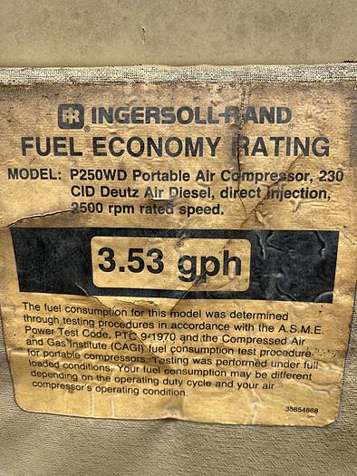 Used 1990 Ingersoll Rand P-250B-WD Air Compressor