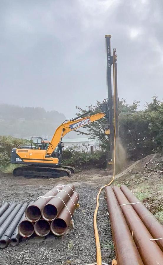 Used 2019 Hyundai  HX220-L Excavator with Rev Drill Model 35