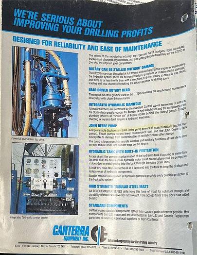 Used 1991 Canterra Ct250 Torquemaster Series Monitoring Drill.