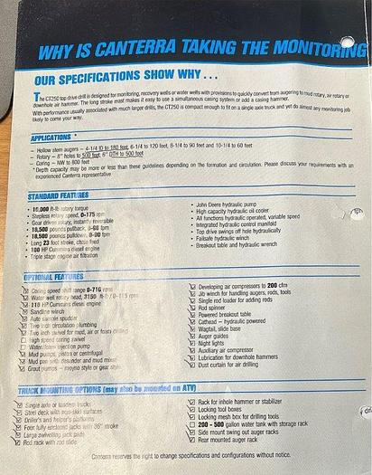 Used 1991 Canterra Ct250 Torquemaster Series Monitoring Drill.