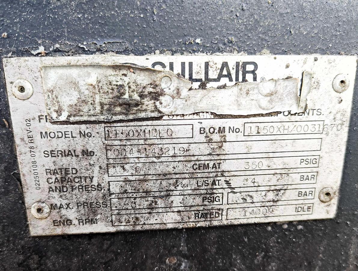 Used 2004 Sullair 1150 XHD Air Compressor