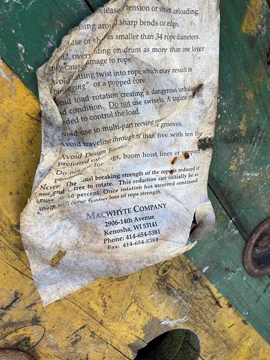 Used MacWhyte 5/8" Drilling Line Wire Rope Cable