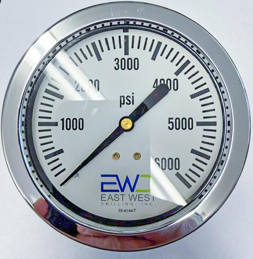 6,000 PSI Liquid-Filled 4" Panel-Mount Pressure Gauge
