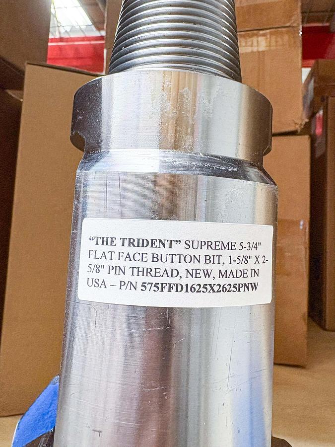 Used Supreme 5-3/4" Flat Face Carbide Button Cable Tool Drill Bit, 1-5/8” X 2-5/8” Pin Thread