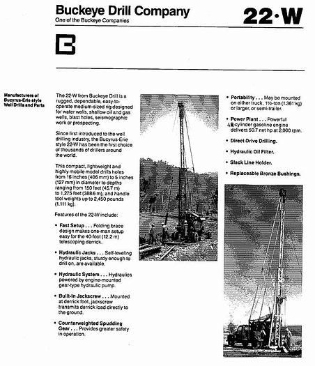 Used Bucyrus Erie 22-W Cable Tool Drill Rig