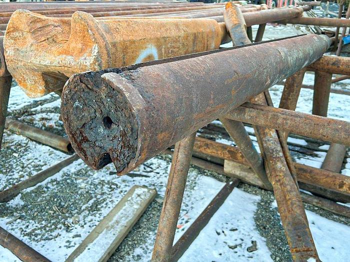 Used Regular Pattern Cable Tool Drill Bit, 7-3/4" diameter x 89" length, 2-3/4" x 3-3/4" pin thread.