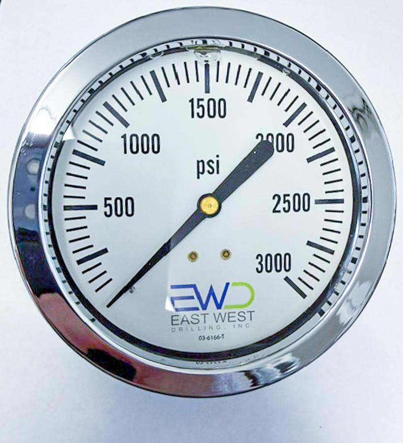 3,000 PSI Liquid-Filled 4" Panel-Mount Pressure Gauge