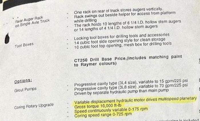 Used 1991 Canterra Ct250 Torquemaster Series Monitoring Drill.