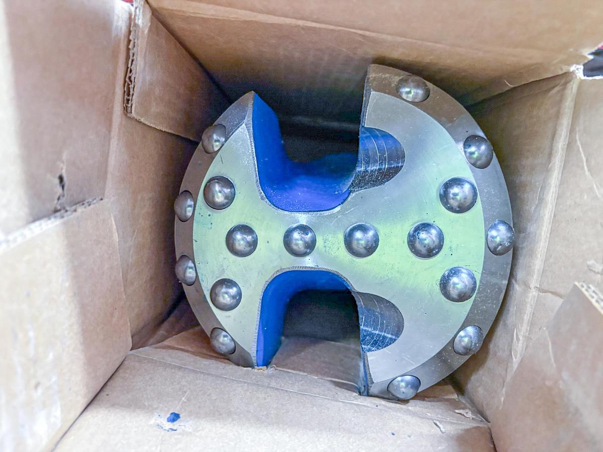 Used Eccentric 6-1/8” Carbide Button Cable Tool Drill Bit, 2-1/4" X 3-1/4" Pin Thread