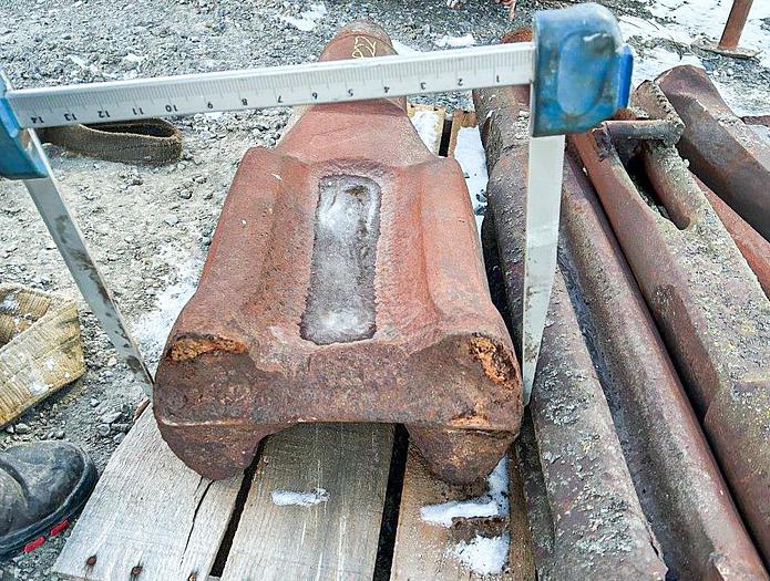 Used 14-3/4" Cable Tool Drill Chisel Bit, 35" Length, 4" X 5" API Pin Thread.