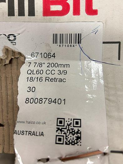 Used Halco 7-7/8” QL60 Hammer Bit