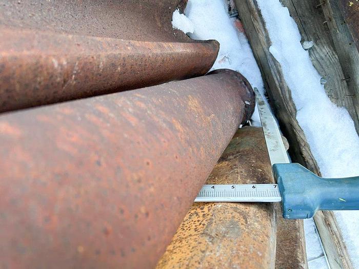 Used Regular Pattern Cable Tool Drill Bit (chisel bit), 7" diameter x 60" length, 2-3/4" x 3-3/4" pin thread