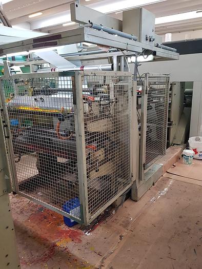 Used (visible in production) 2000 MANZONI Seriana 31 with in line 4 col. flexo - Flat & satchel (V) paper bag making machine