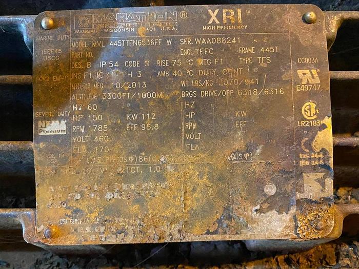 Used WARREN 12-DTB-14 150 HP NORTH CLARIFIER PUMP