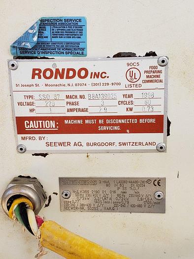 Used 1996 Rondo SSO-67 Dough Sheeter