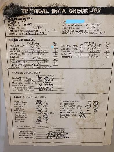 Used 1997 Haas VF4B