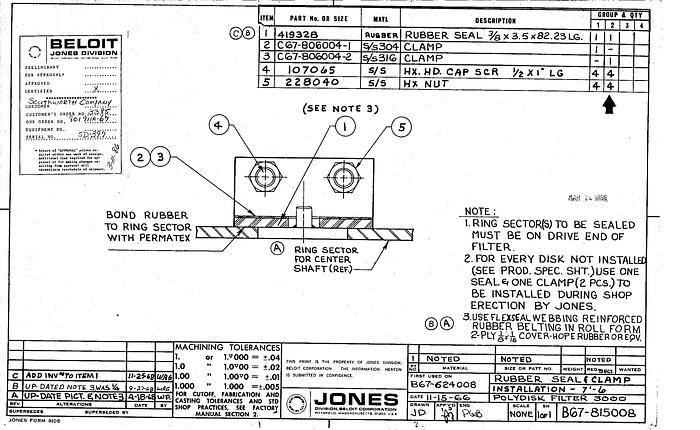 Used Beloit Jones 3980 Poly Disk Filter, 7'6" Disc Diameter With Drive And Auger, Seven Disks Installed #24456