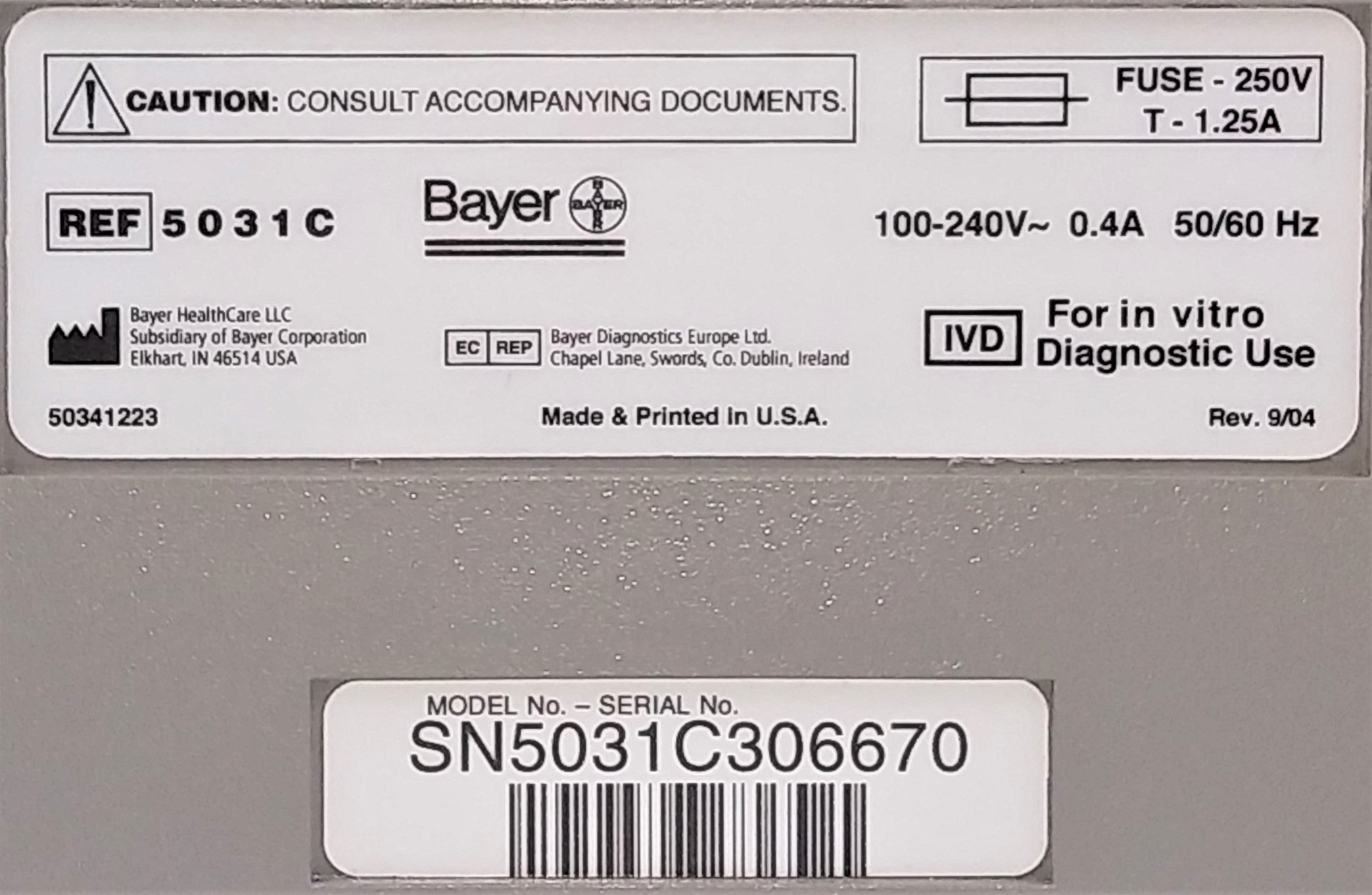 Used Bayer DCA 2000+ (5031C) Hemoglobin Analyzer