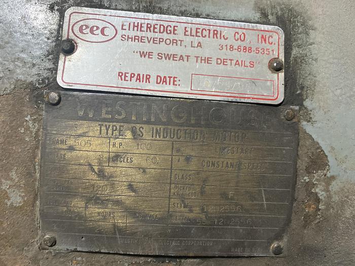 Used WESTINGHOUSE CS INDUCTION 100 HP MOTOR