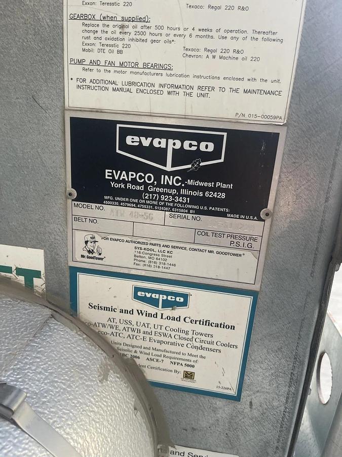 Used 2011 EVAPCO ATW-48-5G