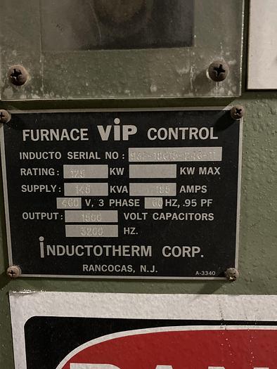 Used INDUCTOTHERM VIP 125-30R POWER TRAK MELTING FURNACE