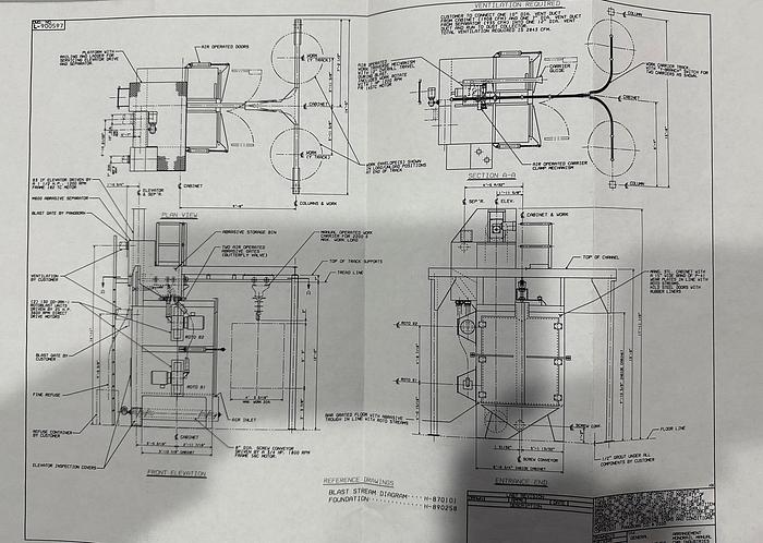 Used PANGBORN 2 WHEEL SPINNER HANGER SHOT BLAST