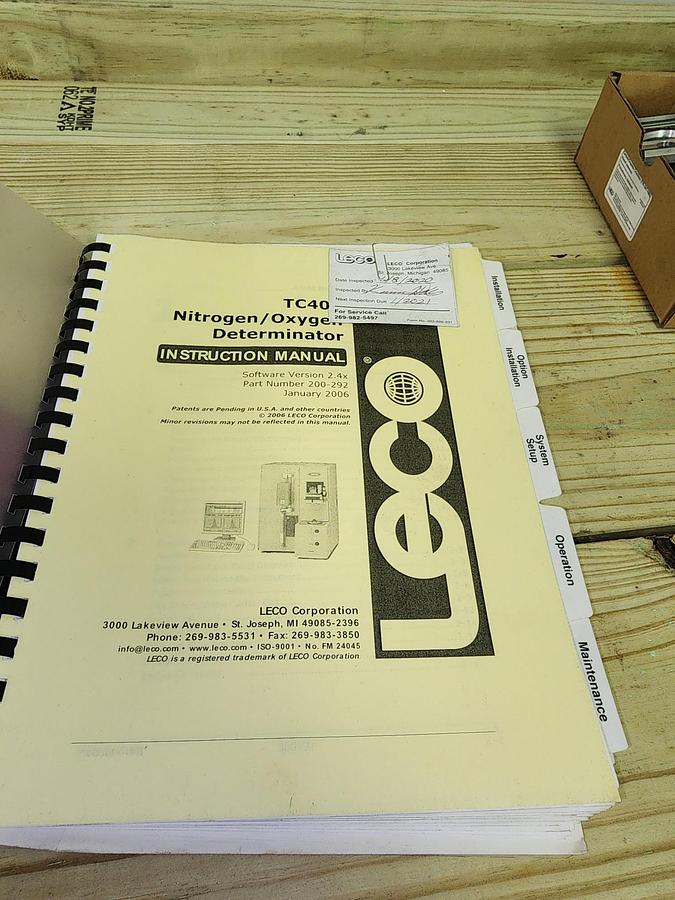 Used LECO TC-400 NITROGENO/OXYGEN DETERMINATOR
