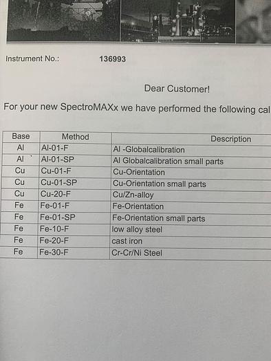 Used 2013 SPECTRO ANALYTICAL INSTRUMENTS SPECTROMAXX SPECTROMETER