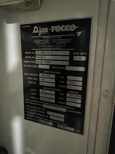 Used 2018 AJAX TOCCO PACER-II 1 TON INDUCTION FURNACE