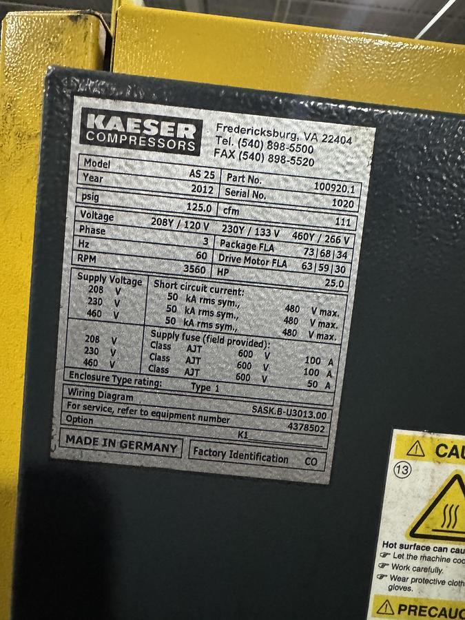 Used 2012 KAESER  AS25