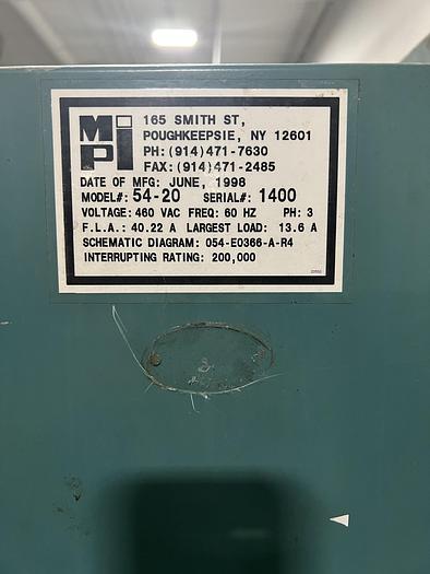 Used MPI INJECTION EQUIPMENT 54-20 WAX PRESS