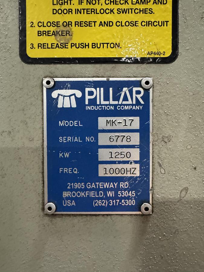 Used 2005 PILLAR MK17 1250 KW, 1000 Hz, 6000 LB