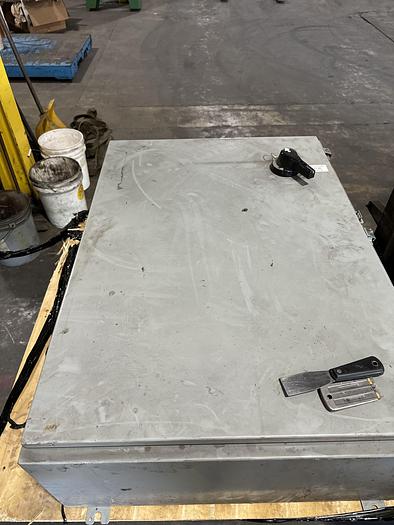 Used WHEELABRATOR 96" DOUBLE DOOR SWING TABLE