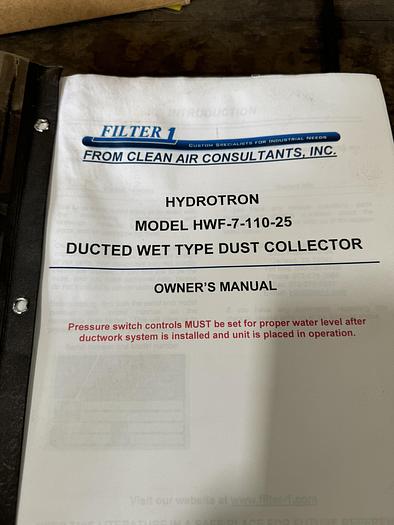 Used HYDROTRON HWF-7-110-25 WET TYPE DUST COLLECTOR