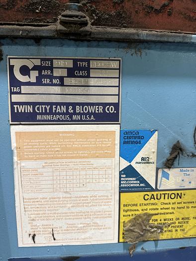 Used Twin City Fan & Blower CO. RBO-SW