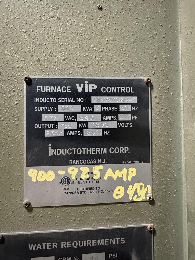 Used 2005 INDUCTOTHERM VIP POWER TRAK 750-10CR