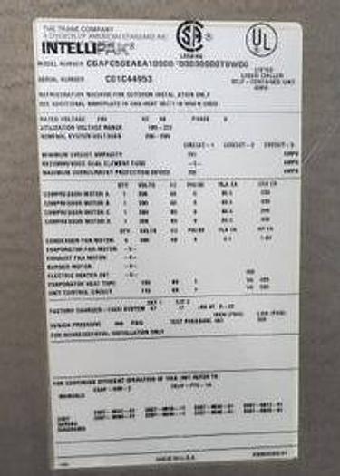 Used Trane Intellipak Chiller 50 ton 208V 3PH