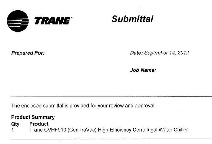 Trane CVHF910 CenTraVac 910 Ton Centrifugal Water Chiller
