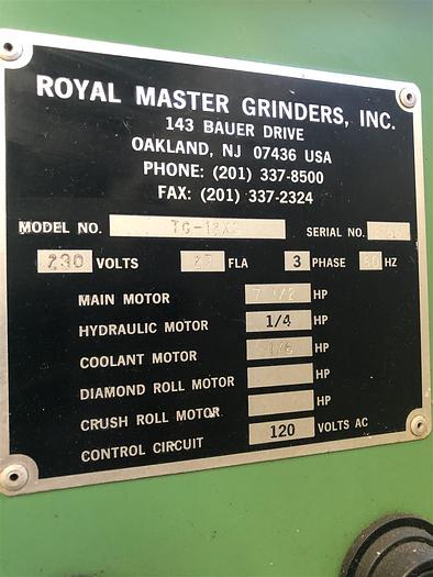 Used 1995 Royal Master TG-12x3 Centerless Grinder