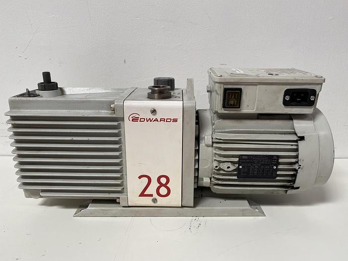Used Edwards E2M28 Rotary Vacuum Pump 21 CFM w/ 1.2 HP Motor 240V