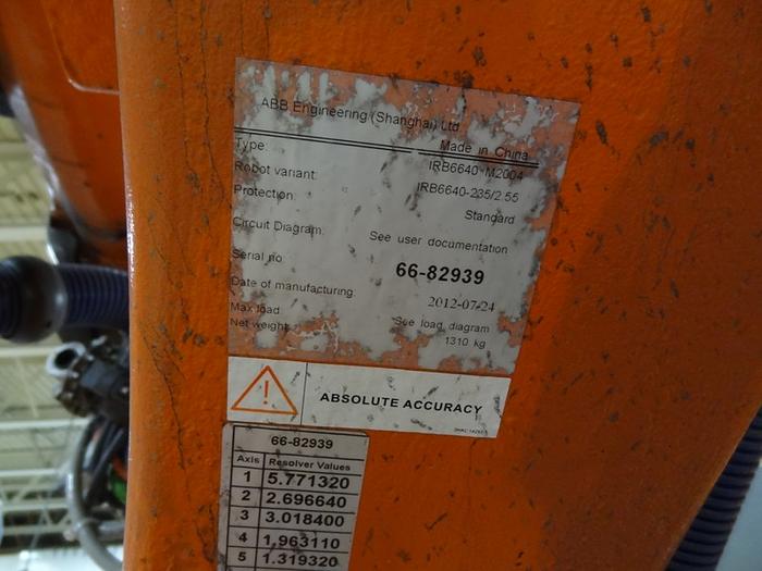 Used ABB IRB 6640 6 AXIS CNC ROBOT 235KG X 2.55 REACH IRC5 CONTROLS