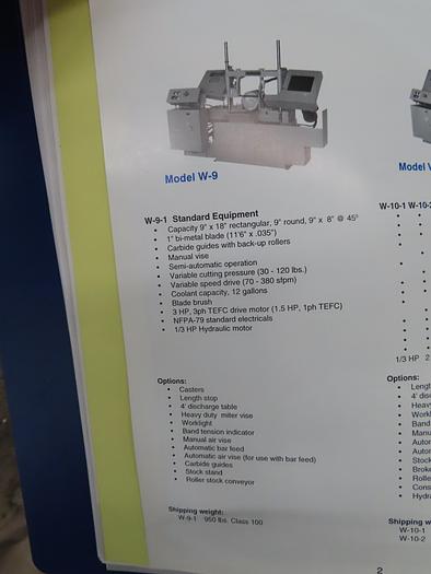 Used Wells W-9-1 Horizontal Bandsaw Twin Column