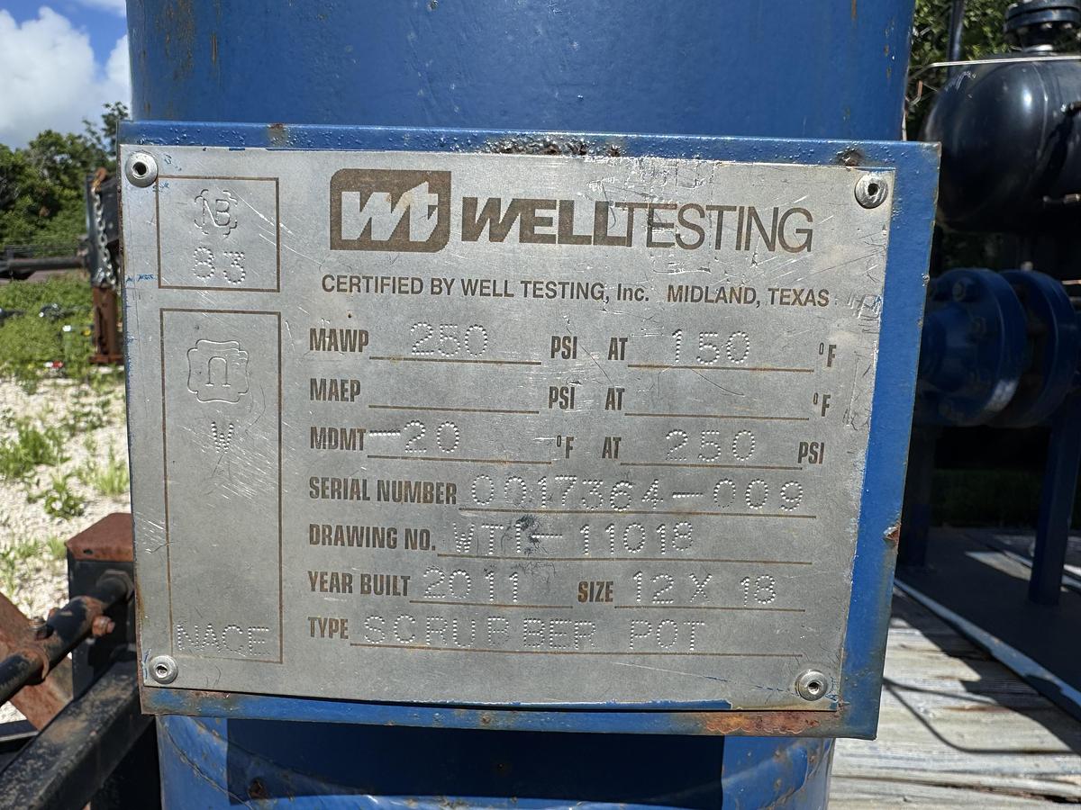Used 12" x 18' 1440# 3-Phase Well Test Separator for Sale